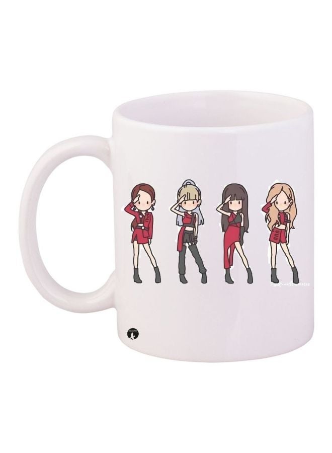 RYN Girls Printed Coffee Mug White/Red/Beige 11ounce