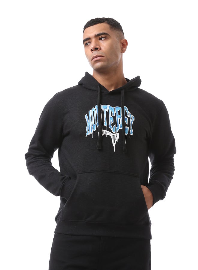 RAVIN Heather Black Printed Hoodie with Inner Soft Fleece - Image 2