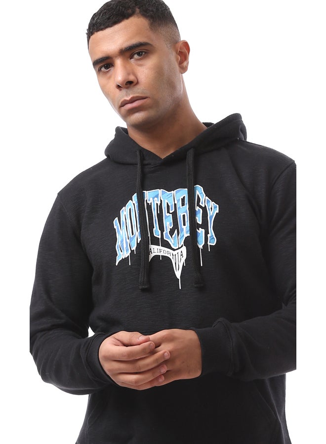 RAVIN Heather Black Printed Hoodie with Inner Soft Fleece - Image 4