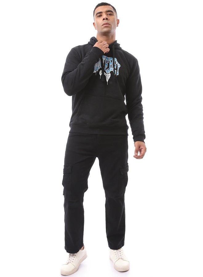 RAVIN Heather Black Printed Hoodie with Inner Soft Fleece - Image 5