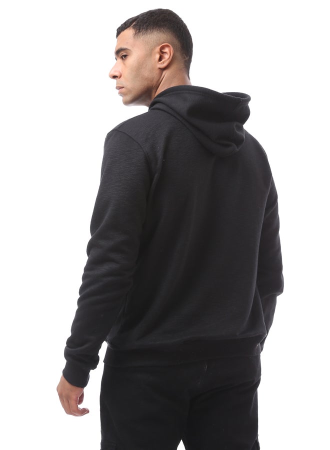 RAVIN Heather Black Printed Hoodie with Inner Soft Fleece - Image 3