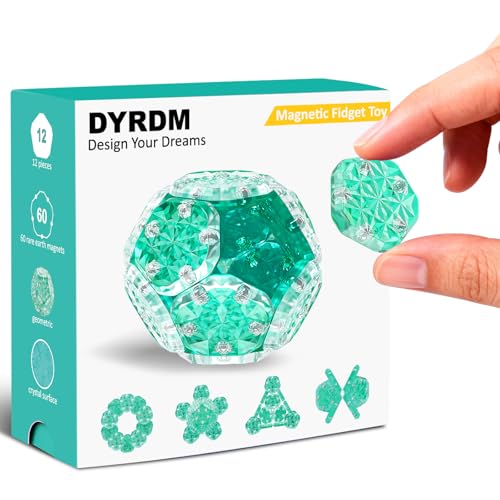 DYRDM Magnetic Fidget Sphere 12 PCS 200 Combinations with Magnet Blocks Magnetic Fidget Toys Sensory Balls Desk Toys for Adults Teens 14 Stress Relief Gift Stocking Stuffers Green - Image 1