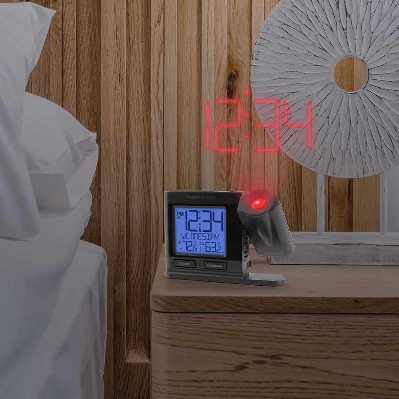La Crosse Technology 616-41667-INT Black Atomic Projection Alarm Clock with Temperature - Image 5