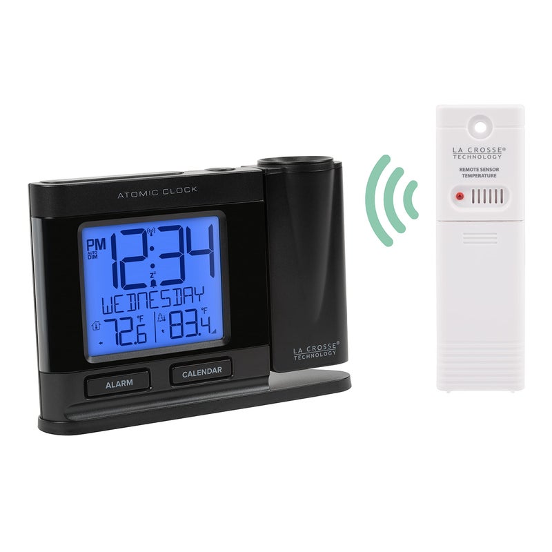 La Crosse Technology 616-41667-INT Black Atomic Projection Alarm Clock with Temperature - Image 3
