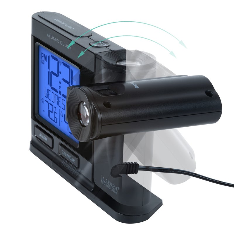 La Crosse Technology 616-41667-INT Black Atomic Projection Alarm Clock with Temperature - Image 2
