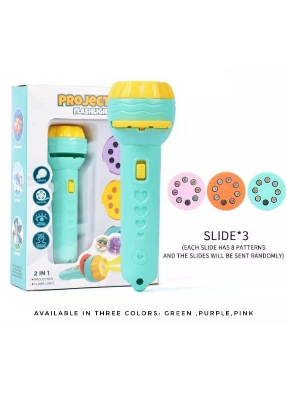 Vakra Vakra Mini Slide Projector Flashlight Torch Kids Projection Light Toy Slide Flashlight Lamp Education Learning Night Light Before Going to Bed Multicolor Projector Torch Random Slides  - Image 2