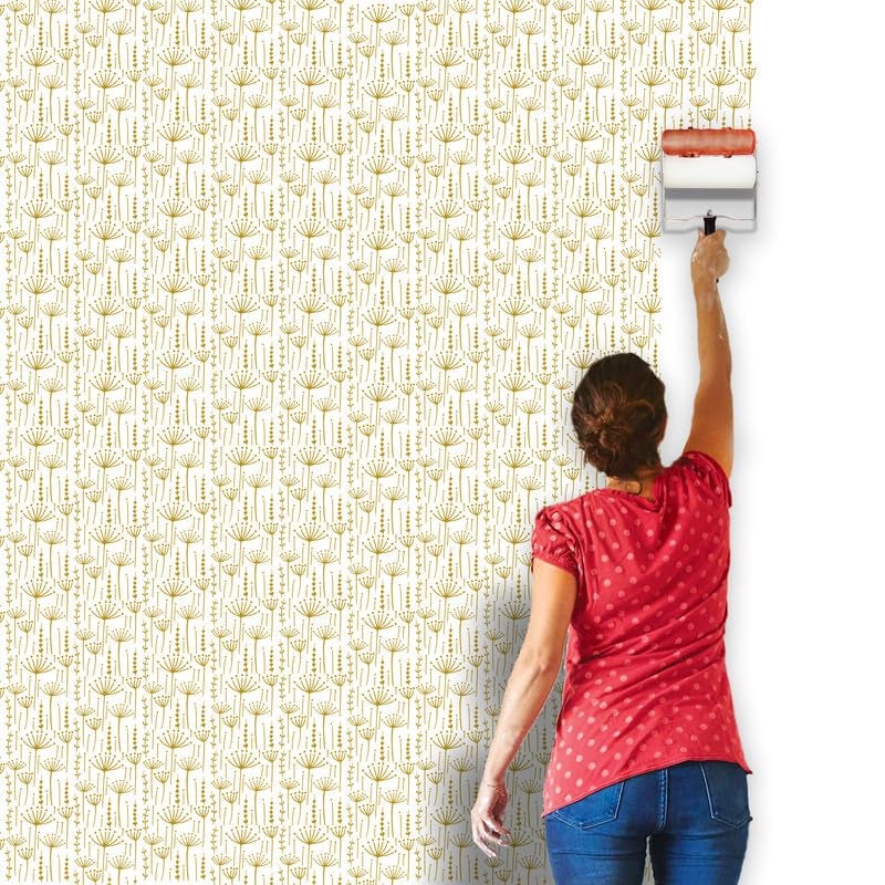 DECORZE Design Paint Roller with Dandelion Puff Pattern – Reusable Decorative Wall Texture Roller for DIY Home Décor, Accent Walls, Furniture, and Crafts – Durable Embossed Stencil Painting Tool - Image 2