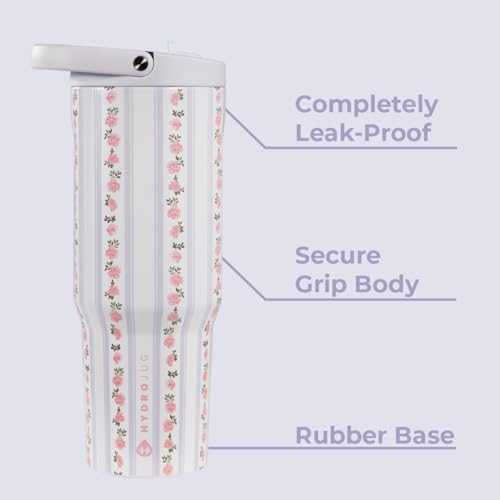 HydroJug Sport Stainless Steel Tumbler with Straw Vacuum Insulated 40oz Leakproof Water Bottle Ergonomic Design Reusable Dishwasher Safe Rubber Base Durable for Gym or Outdoors Primrose - Image 3