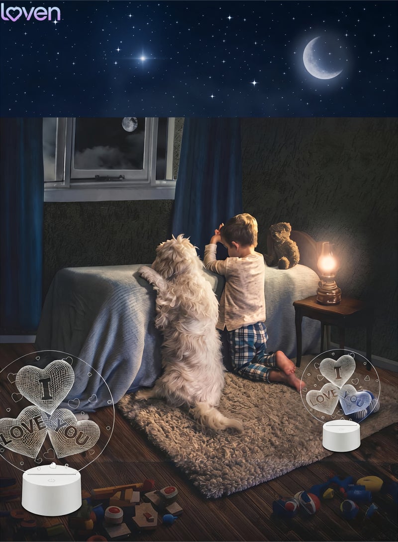 loven 3D I Love You Illusion lamp LOVE Shape Night Light 16Colors Changing Smart Touch Remote Control Optical Illusion Bedside Lamps Bedroom Home Decoration for Kids Boys & Girls Women Birthday Gifts - Image 3