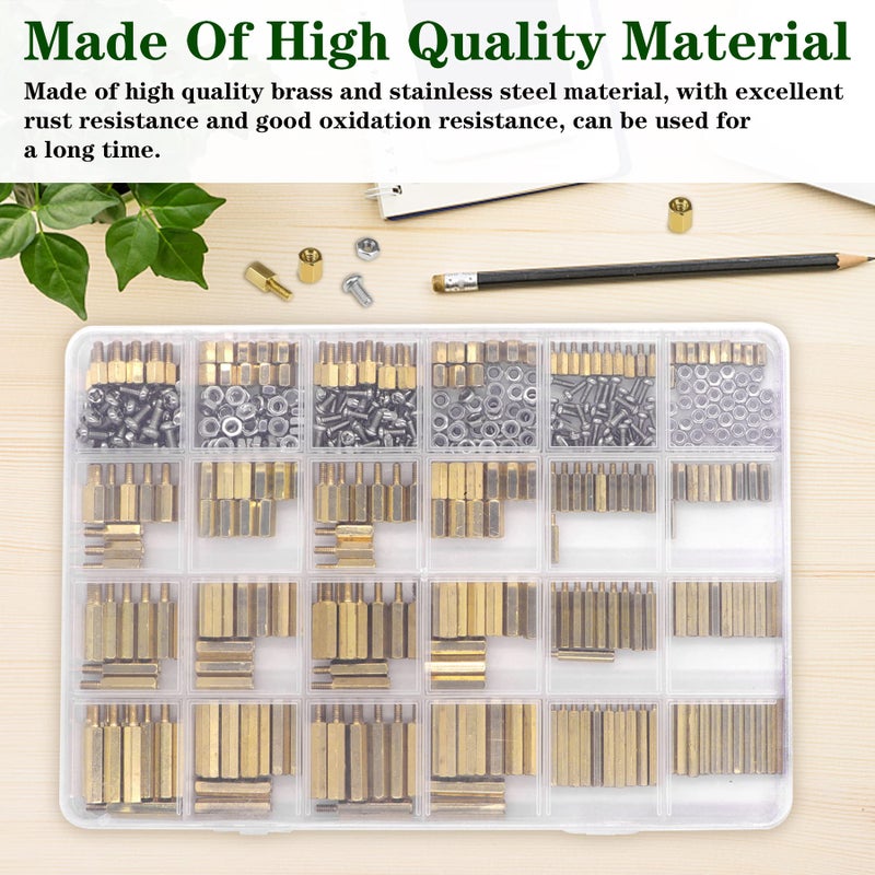 Csdtylh 480Pcs M2 M2.5 M3 Motherboard Standoffs&Screws&Nuts Kit, Hex Male-Female Brass Spacer Standoffs, Laptop Screws for DIY Computer Build, Electronic Projects, Raspberry Pi, Circuit Board etc. - Image 4