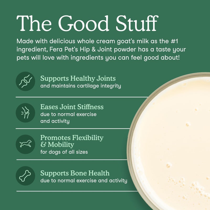 Fera Pets Goat Milk - Cat & Dog Hip and Joint Support with Glucosamine, MSM & Green Lipped Mussel - Supports Flexibility, Mobility & Bone Health - for Picky Eaters - 60 TSP - Image 3