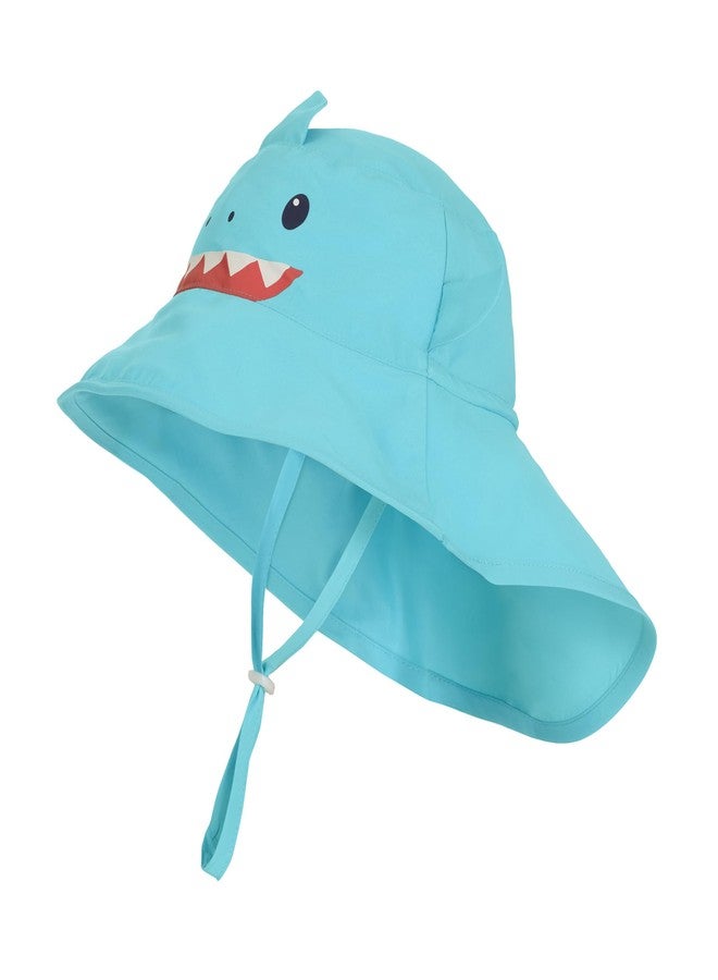 Sainteve Saint Eve Kids Sun Hat - Wide Brim UPF 50+ Beach Pool & Outdoors Hats for Girls & Boys - Lightweight Fabric, Adjustable Fit with Neck Flap, Bright Prints, Blue Shark - Image 1