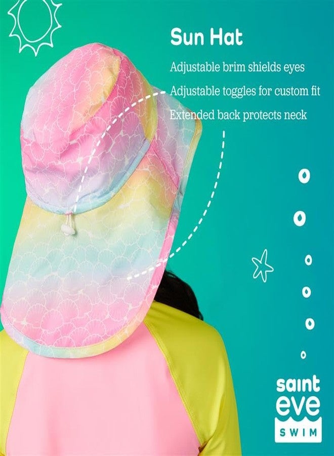 Sainteve Saint Eve Kids Sun Hat - Wide Brim UPF 50+ Beach Pool & Outdoors Hats for Girls & Boys - Lightweight Fabric, Adjustable Fit with Neck Flap, Bright Prints, Blue Shark - Image 5