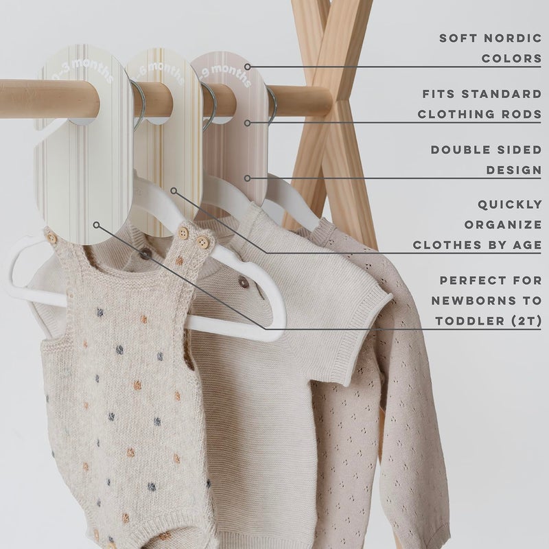 3 Sprouts Baby Closet Dividers 8-Piece Set Newborn to 2T - Double-Sided Organizer for Nursery Clothing Storage - Stripe - Image 3
