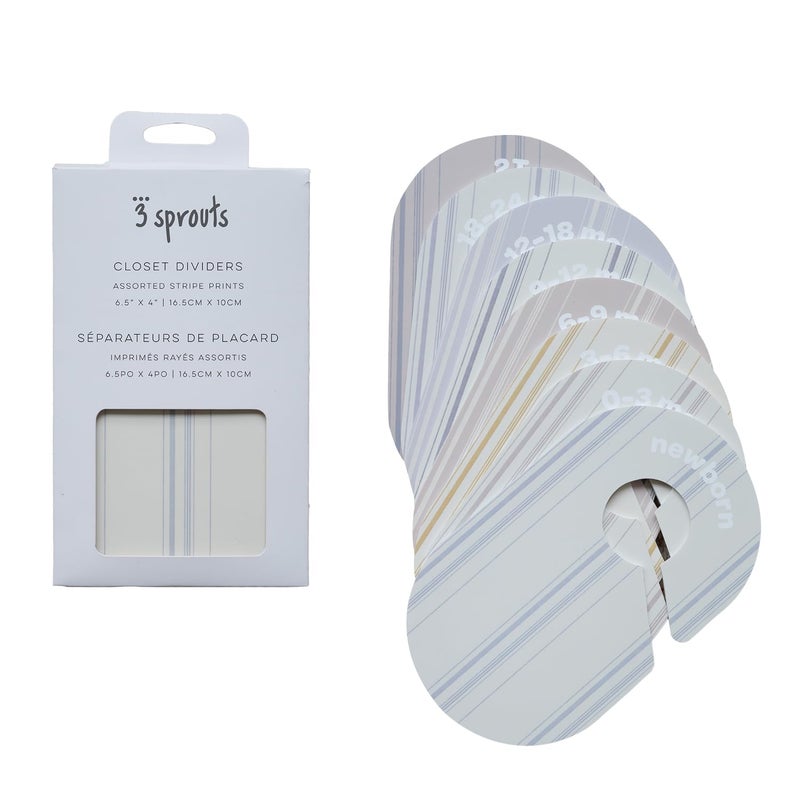 3 Sprouts Baby Closet Dividers 8-Piece Set Newborn to 2T - Double-Sided Organizer for Nursery Clothing Storage - Stripe - Image 4