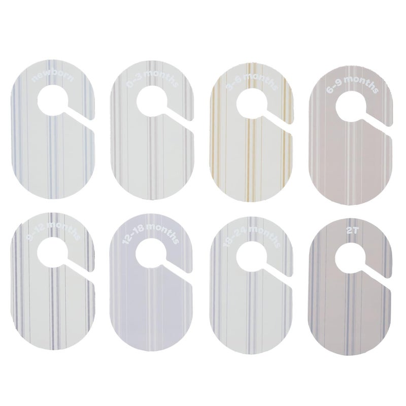 3 Sprouts Baby Closet Dividers 8-Piece Set Newborn to 2T - Double-Sided Organizer for Nursery Clothing Storage - Stripe - Image 5