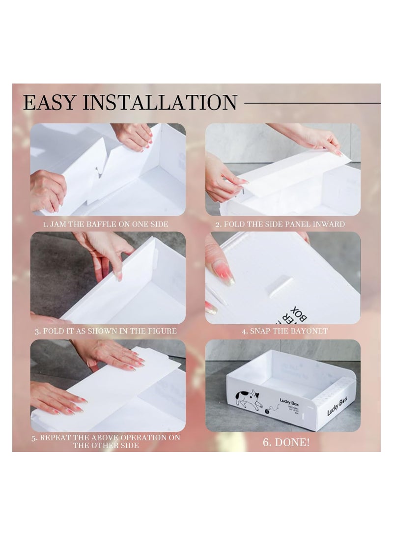 4 قطع صناديق فضلات قطط disposable، صندوق فضلات سفر مزدوج الطبقة مضاد للماء، تصميم قابل للطي للاستخدام السهل، تصميم مفتوح، الأبعاد: 16.5 × 13.0 × 5.1 بوصة (42 × 33 × 13 سم). - Image 4