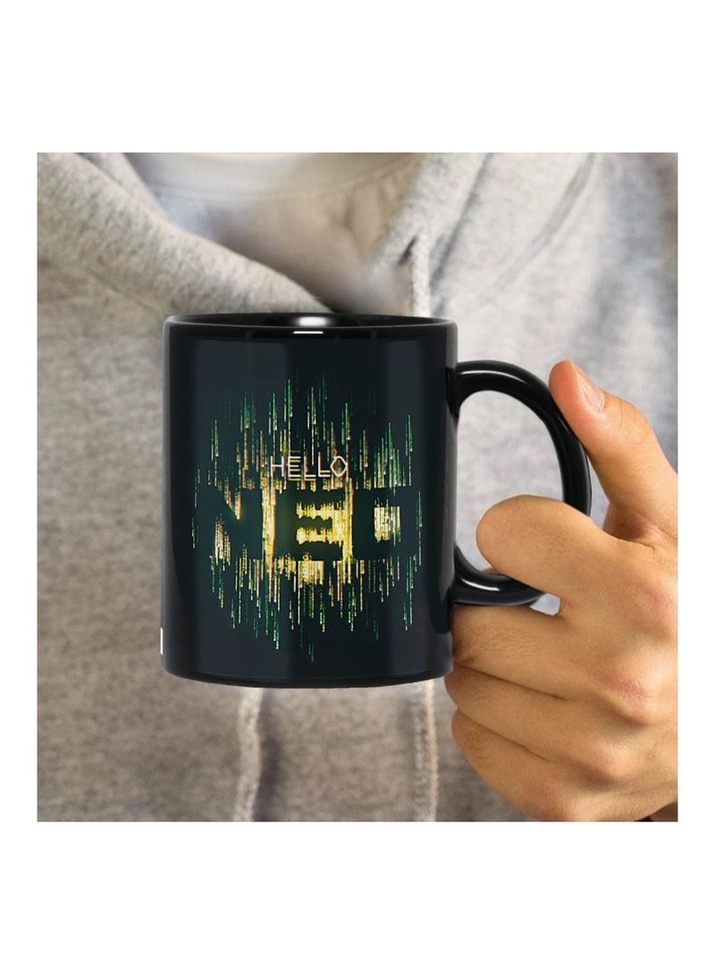 MEC Glitch In The Matrix Hello Neo High Quality Printed Design Full Black Mug 11Oz  - Image 3