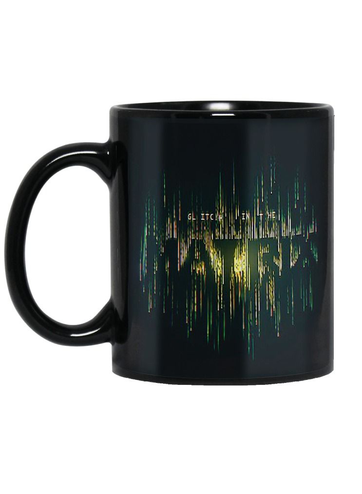 MEC Glitch In The Matrix Hello Neo High Quality Printed Design Full Black Mug 11Oz  - Image 1