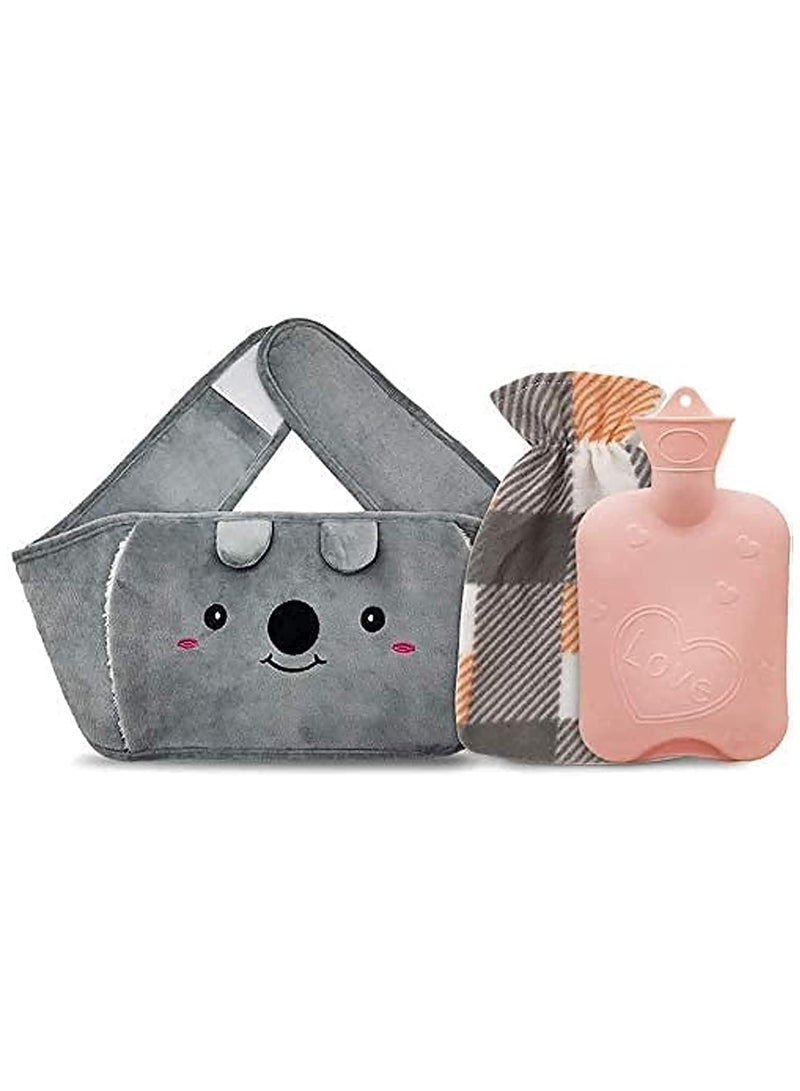 Hot Water Bag, Hot Water Bottle wtih Cover, 1L Rubber Warm Hot Water Bottles Pouch with 120cm Long Soft Waist Cover for Neck, Shoulder, Back, Hand, Legs and Period Pain Relief  - Image 1