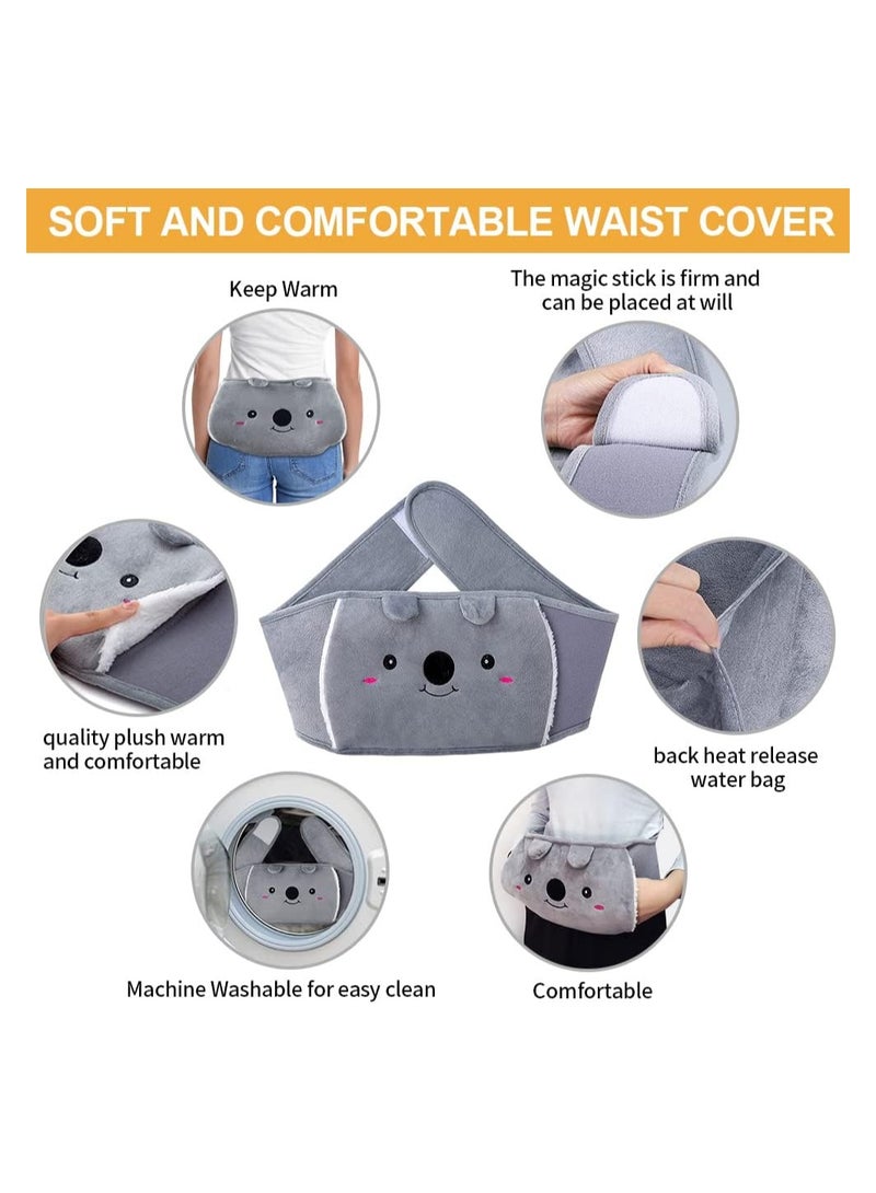Hot Water Bag, Hot Water Bottle wtih Cover, 1L Rubber Warm Hot Water Bottles Pouch with 120cm Long Soft Waist Cover for Neck, Shoulder, Back, Hand, Legs and Period Pain Relief  - Image 3