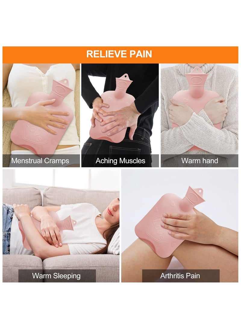 Hot Water Bag, Hot Water Bottle wtih Cover, 1L Rubber Warm Hot Water Bottles Pouch with 120cm Long Soft Waist Cover for Neck, Shoulder, Back, Hand, Legs and Period Pain Relief  - Image 5