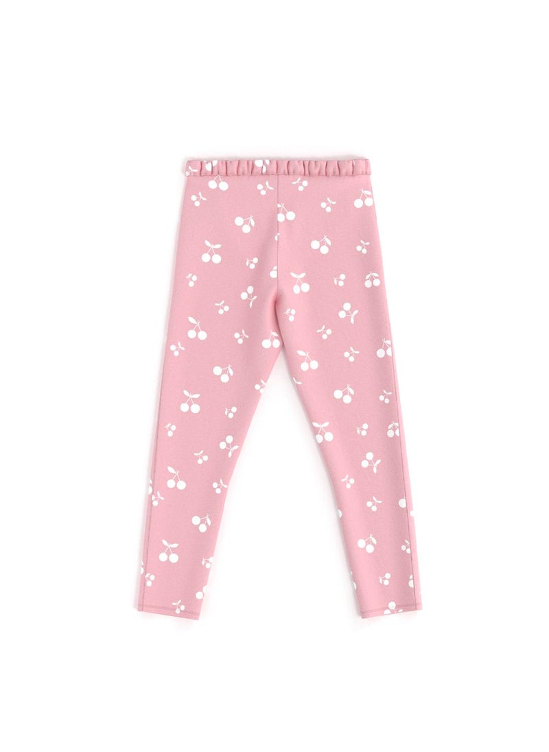 Nautinati's Girls' Cotton Pack of 2 Solid and All-over Cherry Print Leggings - Image 5