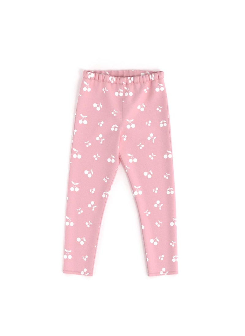 Nautinati's Girls' Cotton Pack of 2 Solid and All-over Cherry Print Leggings - Image 3