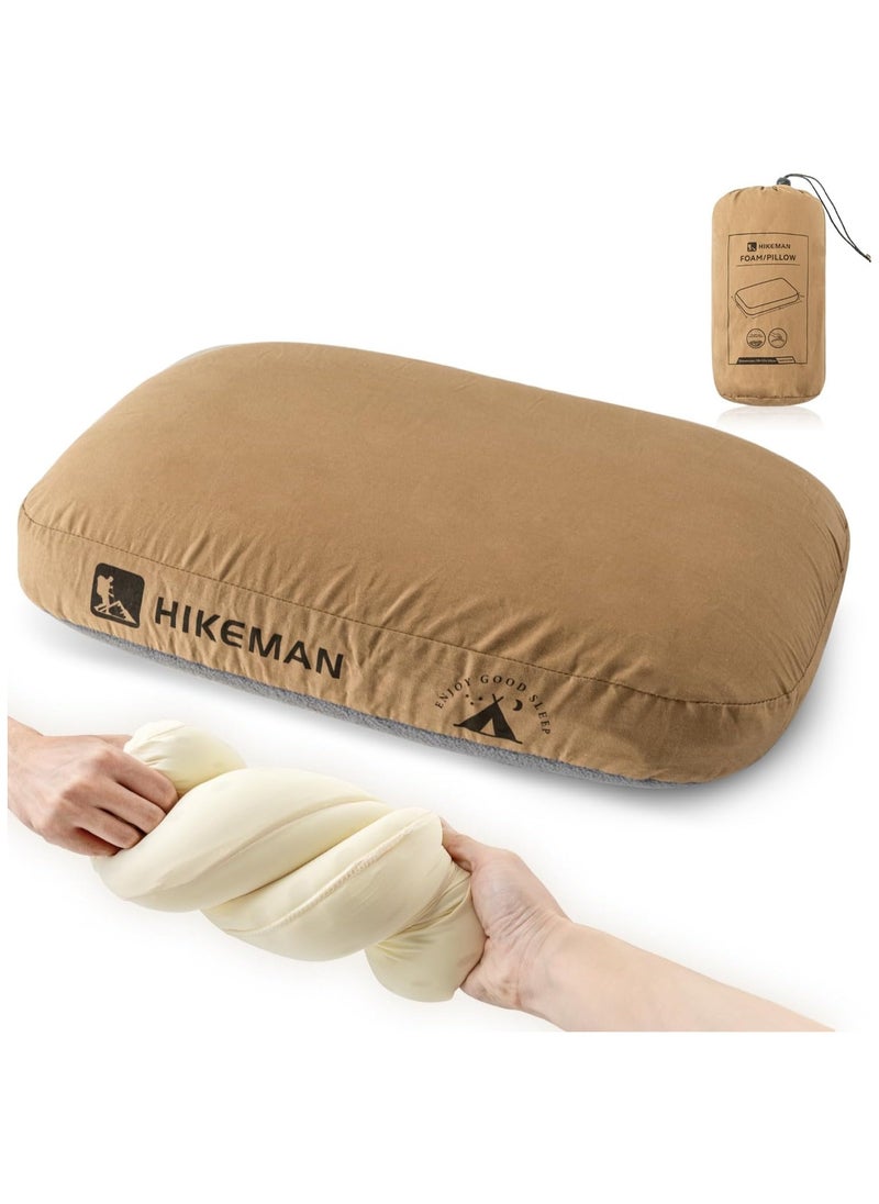 HIKEMAN Camping Memory Foam Pillow - Ultralight Travel Pillow Backpacking Pillow with Removable Cover Ergonomic Pillows Neck Lumbar Support for Outdoor Camp Sport Hiking Backpacking Sleep  - Image 1