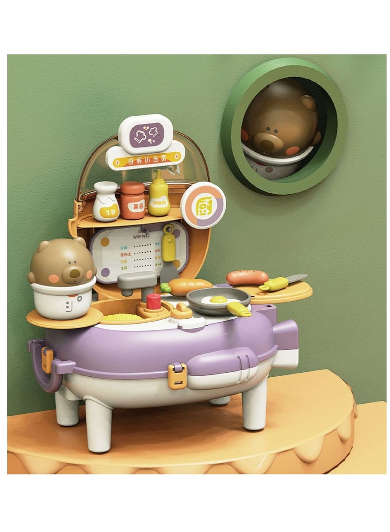 Kids Kitchen Cooking Play Toy Set,Mini Kitchen Pretend Toys Set for Girls and Boys,Lightweight and Convenient - Image 2