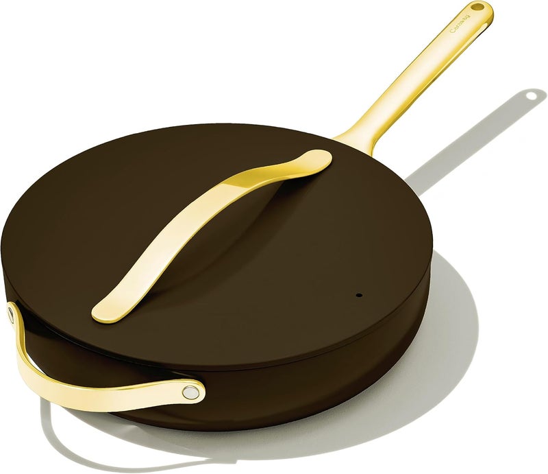 CARAWAY Caraway Nonstick Ceramic Saut Pan with Lid 45 qt 118  Non Toxic PTFE  PFOA Free  Oven Safe  Compatible with All Stovetops Gas Electric  Induction  Black  - Image 1