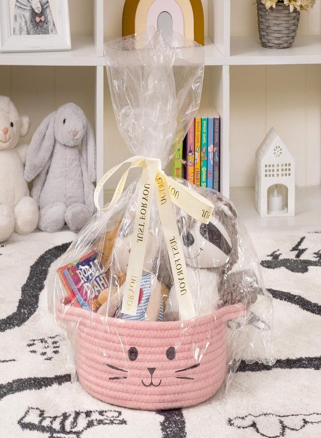 ALBY® Decor Basket, Nursery Basket for Baby Clothes, Toys, Laundry, Blanket, Cute Animal Storage Box, Large Woven Gift for Kids, Baby Showers- (PINK, 13.8" W x 6" H) - Image 2