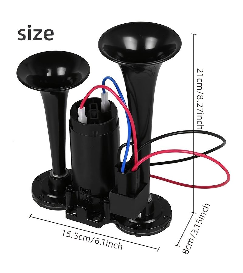 12V 24V 4 Tubes Black Trumpet Air Speaker Kit For Train Horns In Cars Trucks Ships And Motorcycles Whistle - Image 2