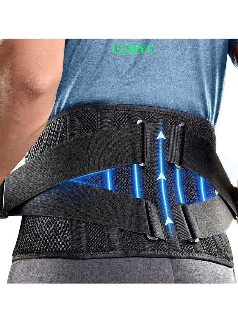 ULHYC Adjustable Air Mesh Back Brace for Men and Women Lower Back Pain Relief, Anti-Skid Lumbar Support Belt for Sciatica Scoliosis, Comfortable Work and Daily Use Waist Support M 36-44 - Image 1