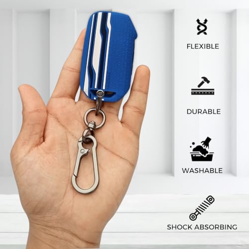 Keycept™ Tristar Key Cover for Kia Sonet | Kia Carens | Kia EV6 | Kia Seltos 2023 2024 and Facelift Model Premium Accessory for 4 Button smart Key with Keychain. (Type 1, Blue) - Image 5