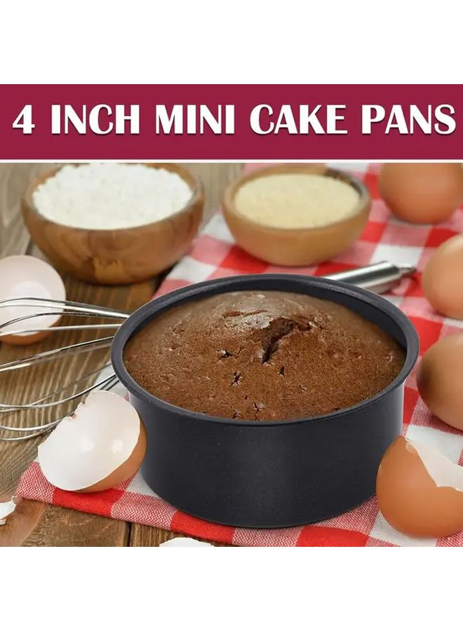 2Pcs 4 Inch Aluminum Round Cake Pans Removable Bottom Non Stick Coating - Image 2