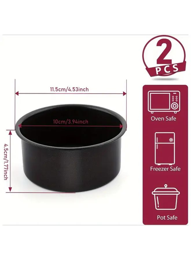 2Pcs 4 Inch Aluminum Round Cake Pans Removable Bottom Non Stick Coating - Image 3