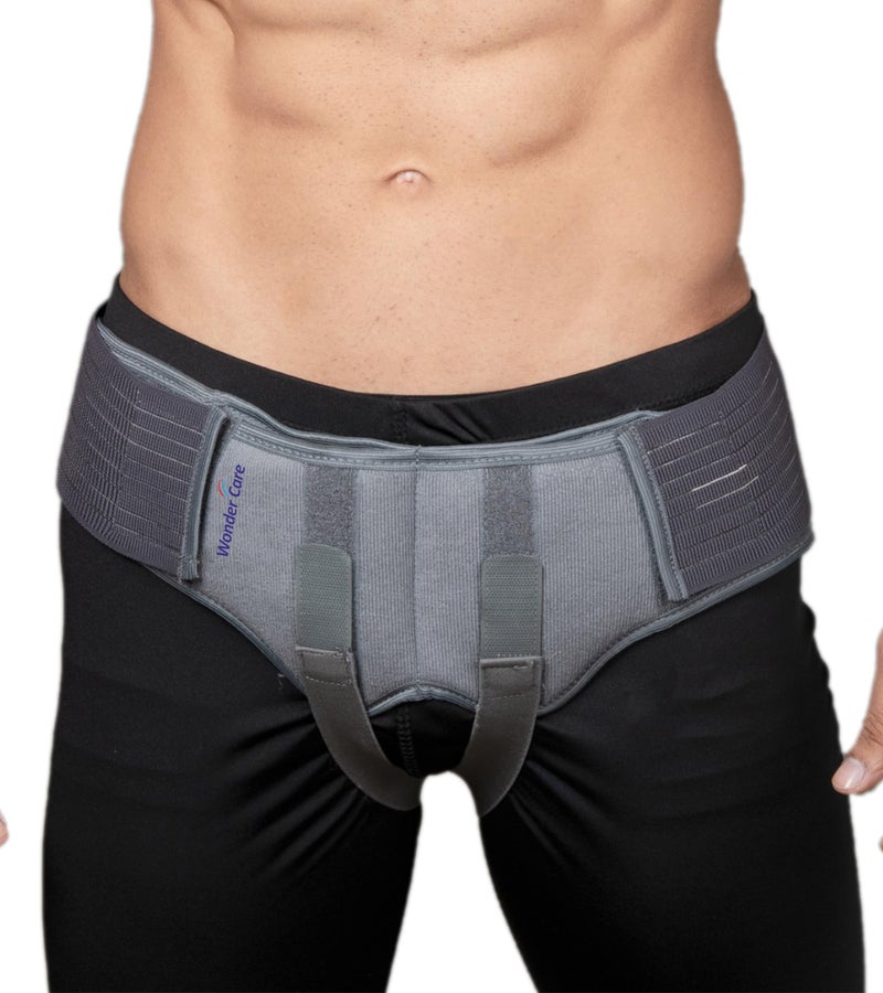 Wonder Care Hernia Support Truss Polyester Brace Belt For Single/Double Inguinal Pain Relief With Two Removable Compression Pads For Men Size- (Xl: 40"-46") - Image 1