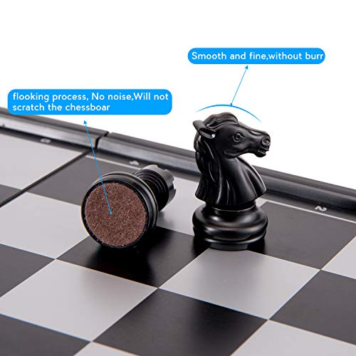 AMEROUS 10 Inches Magnetic Travel Chess Set with Folding Chess Board - 2 Extra Queens - Instructions for Beginner, Kids and Adults - Image 3