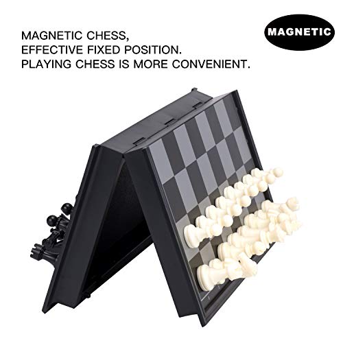 AMEROUS 10 Inches Magnetic Travel Chess Set with Folding Chess Board - 2 Extra Queens - Instructions for Beginner, Kids and Adults - Image 4