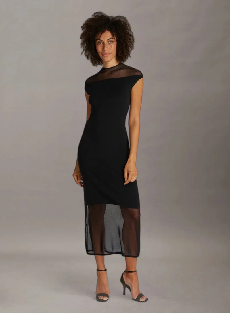 كالفن كلاين فستان متوسط الطول بتصميم محبوك