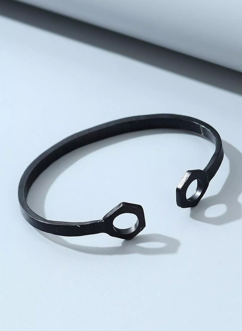 Men Hollow Out Geometric Decor Cuff Bracelet  - Image 1