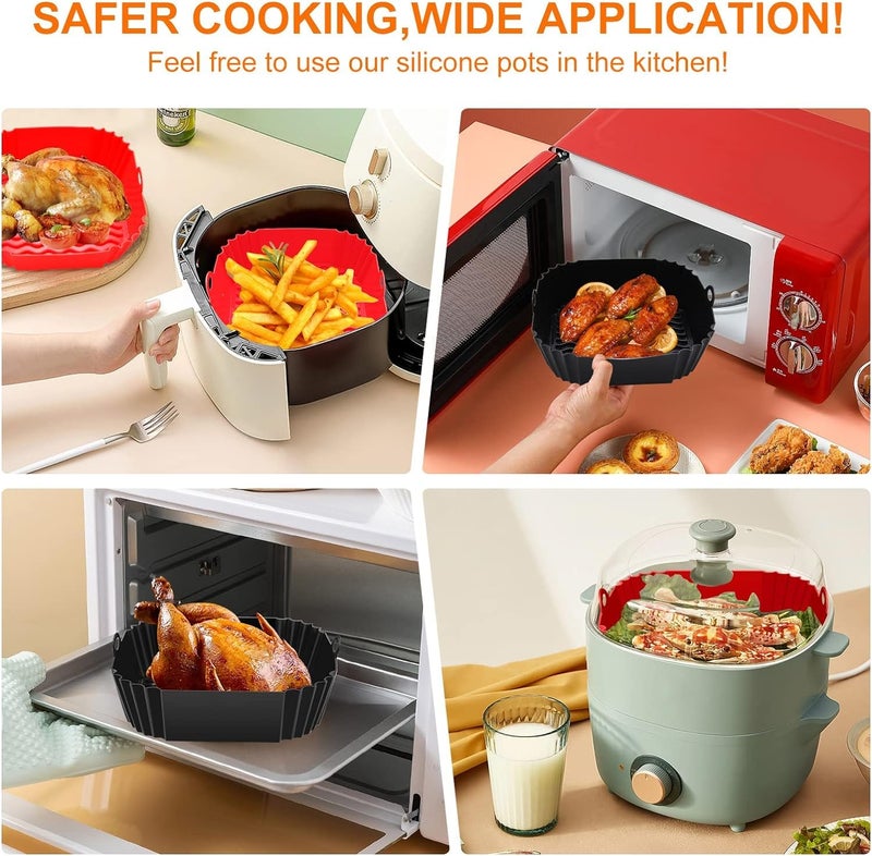 8 Inch Square Air Fryer Silicone Liners, Reusable Non-Stick Air Fryer Liners, Air Fryer Accessories, Microwave Oven (2) - Image 4