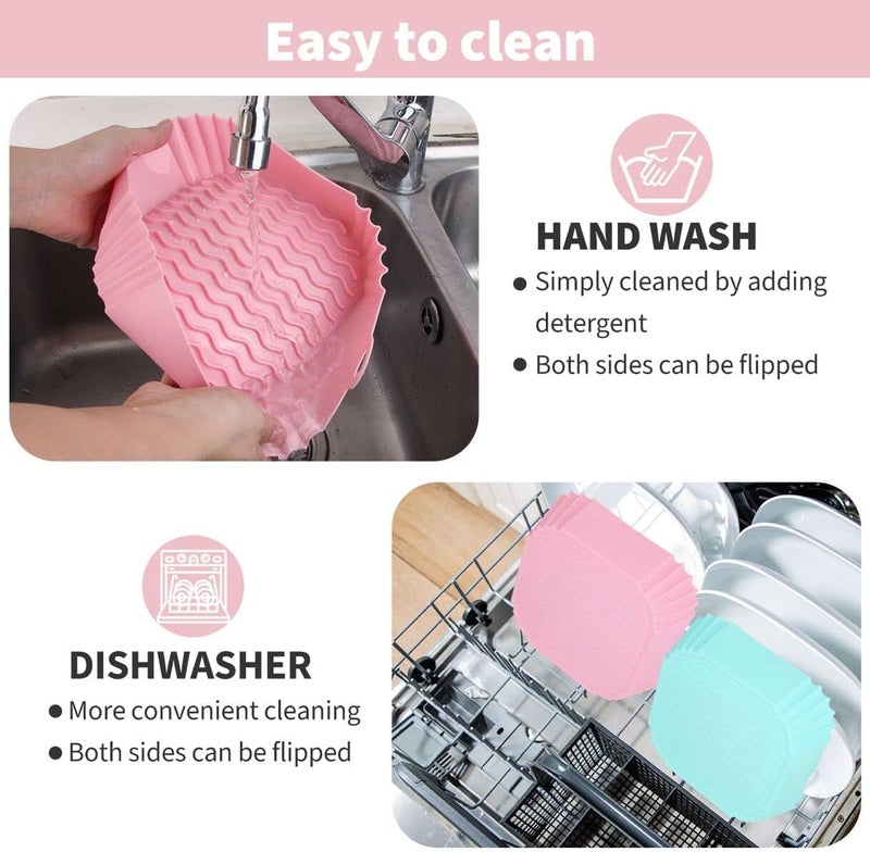 8 Inch Square Air Fryer Silicone Liners, Reusable Non-Stick Air Fryer Liners, Air Fryer Accessories, Microwave Oven (2) - Image 5