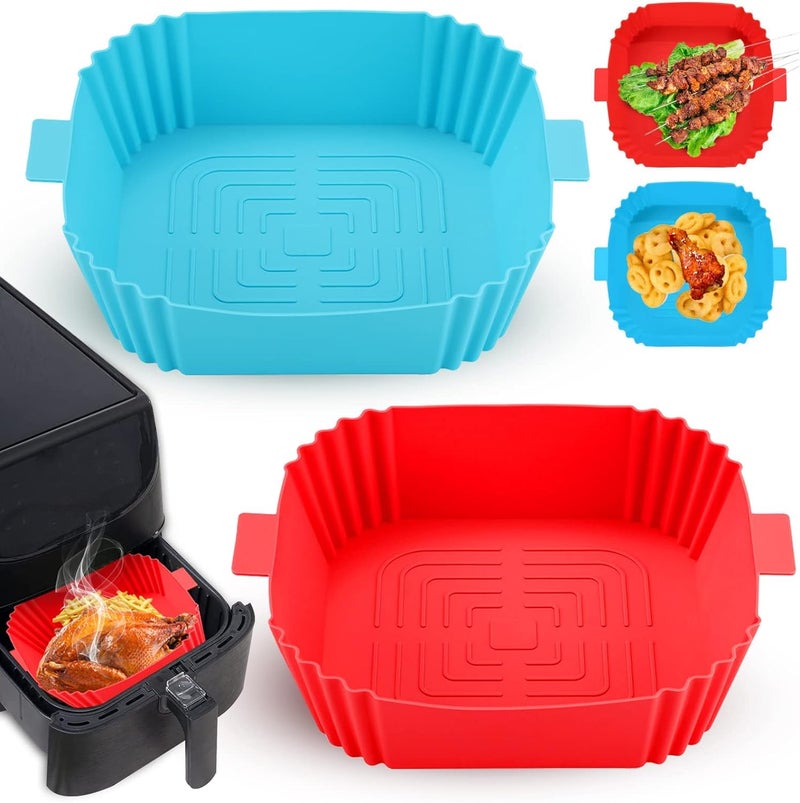 8 Inch Square Air Fryer Silicone Liners, Reusable Non-Stick Air Fryer Liners, Air Fryer Accessories, Microwave Oven (2) - Image 1