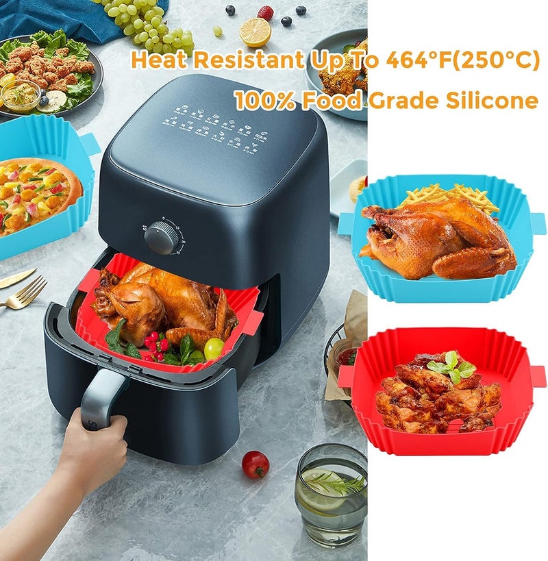 8 Inch Square Air Fryer Silicone Liners, Reusable Non-Stick Air Fryer Liners, Air Fryer Accessories, Microwave Oven (2) - Image 3