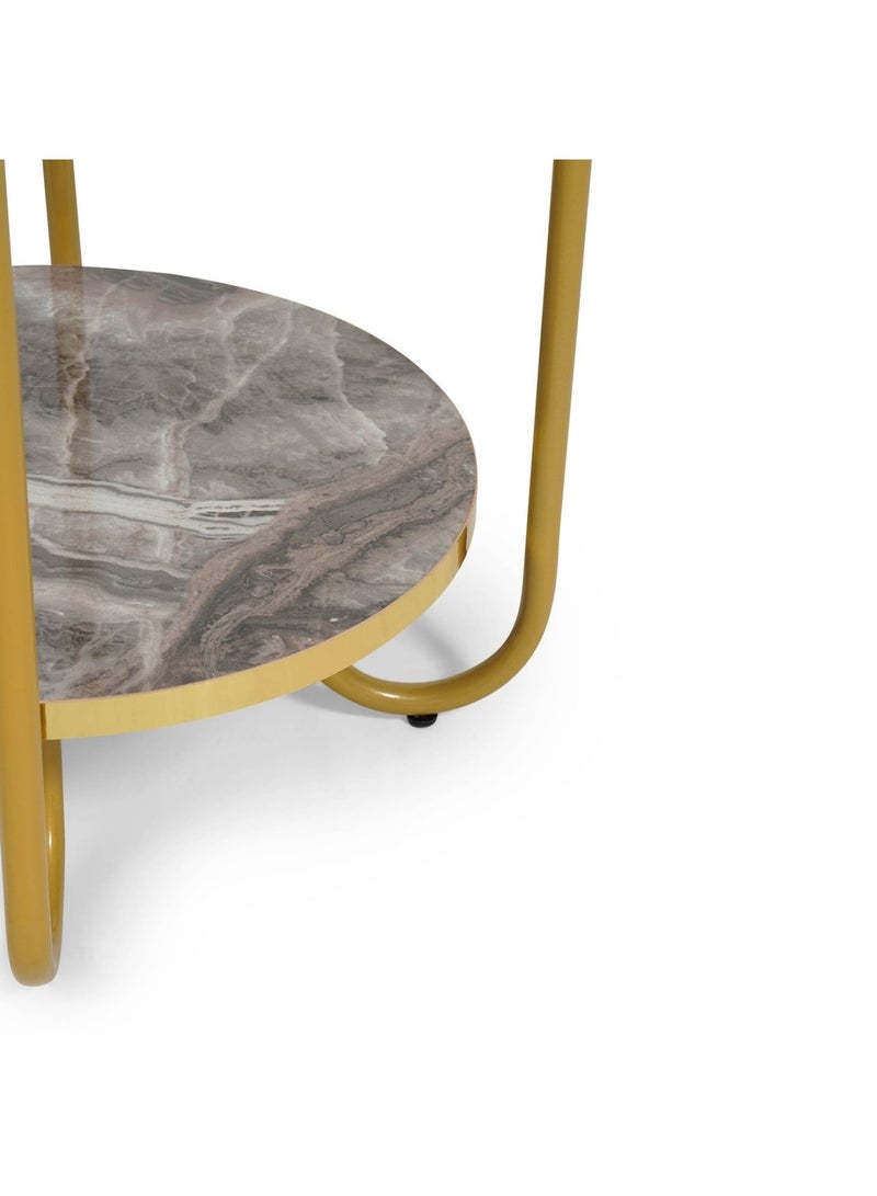Pan Home Trestle Accent Table Round - Natural & Gold - Image 5