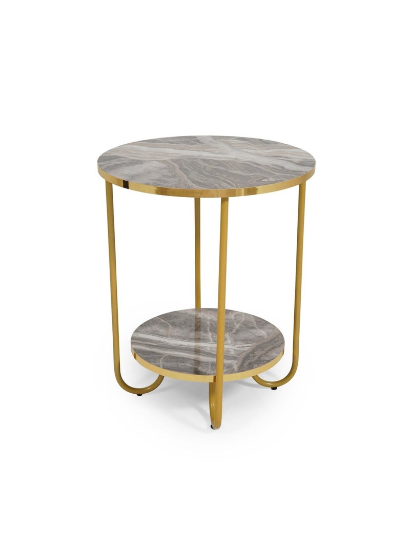 Pan Home Trestle Accent Table Round - Natural & Gold - Image 3