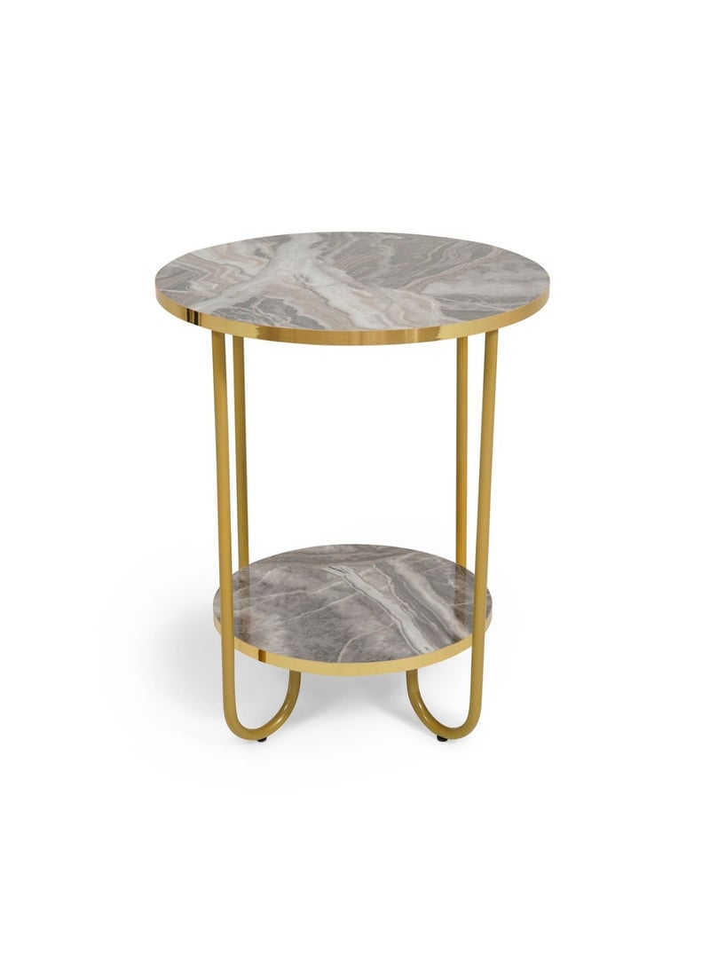 Pan Home Trestle Accent Table Round - Natural & Gold - Image 1
