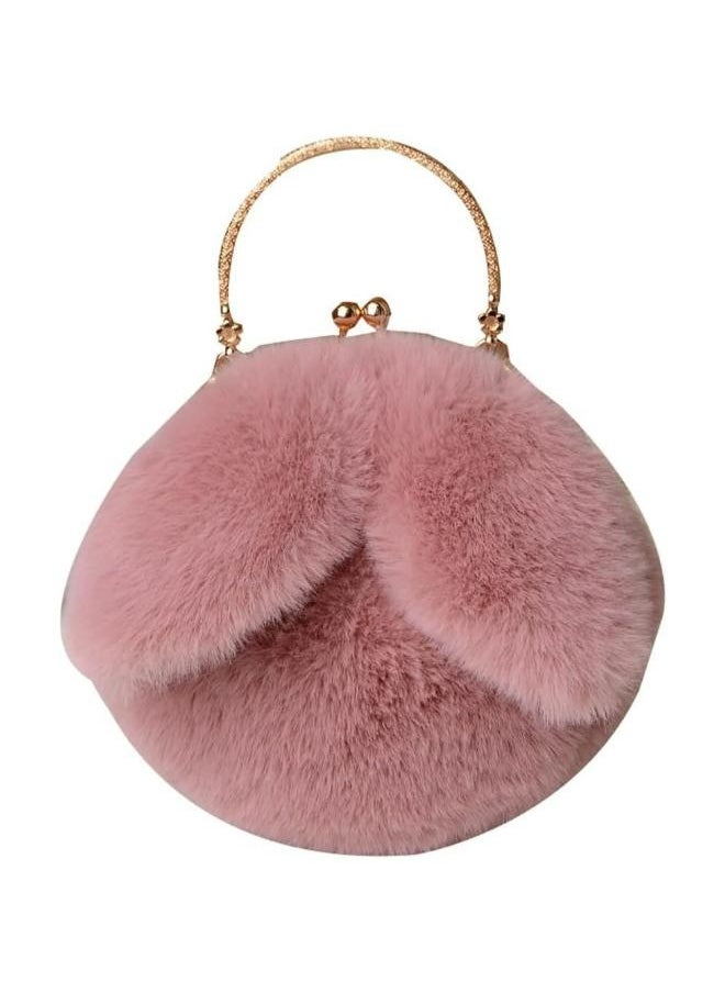 Executive LLC Cute Soft Rabbit Ear Sling Hand Bag With Smooth Zipper,Cross Body Bag For Girls,Clutch Purse with Gold Metal Chain Strap, Plush Side Bag, Shoulder hand Purse  - Image 1
